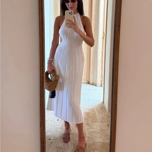 Meshki Dresses Meshki White Ribbed Midi Dress Poshmark